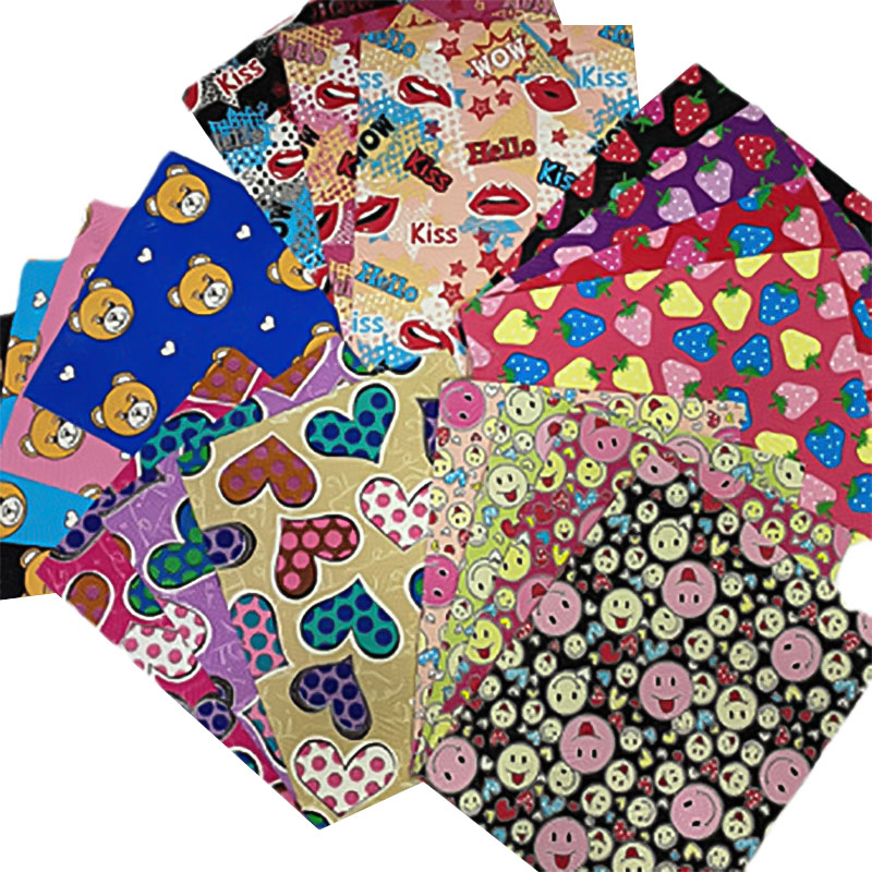 Färgglad tryckt konstgjort läder för väska