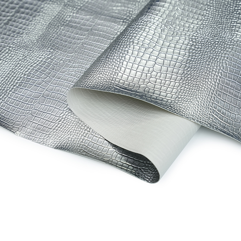 Silvermetalliskt konstgjort läder för väska